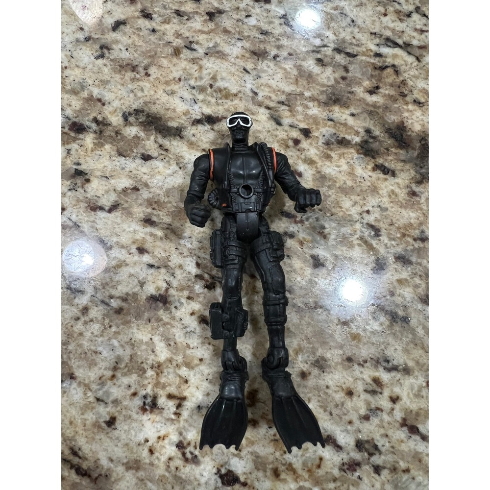 GI Joe Navy SEAL Scuba Diver Action Figure Black Wetsuit Orange‎ Accents 4 Inch